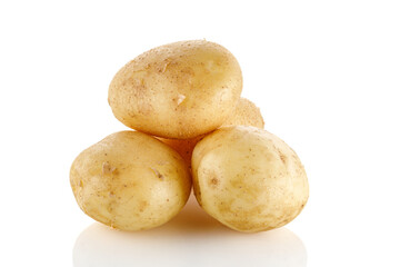 Group of new potato isolated on white background close-up.