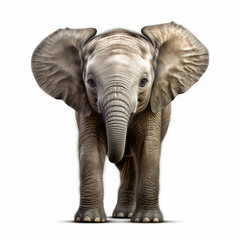 Fototapeta na wymiar Bebe elefante, fondo blanco. ia generada