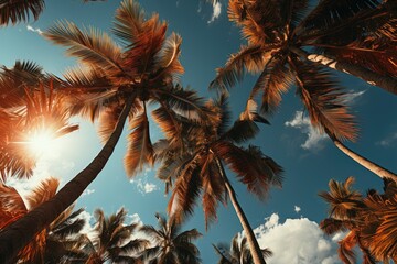 Fototapeta na wymiar palm trees summer top view