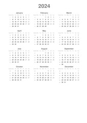 calendar 2024 EN - obrazy, fototapety, plakaty