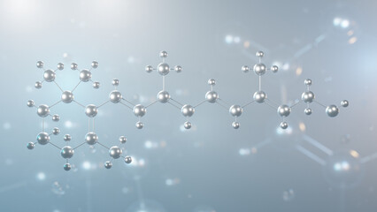 retinol molecular structure, 3d model molecule, vitamin a1, structural chemical formula view from a microscope