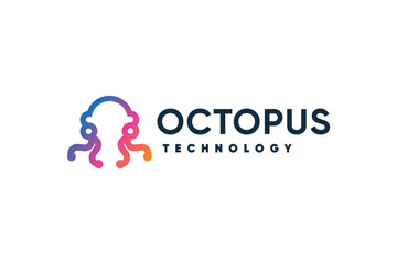 Octopus logo vector with creative modern technology concept design