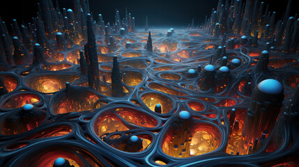 Illuminated Pathways: A Mesmerizing Exploration of Meandering Photons in 3D Detail. Generative AI