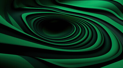 Emerald Enigma: A 3D Abstract of Green and Black Concentric Circles.  Generative AI