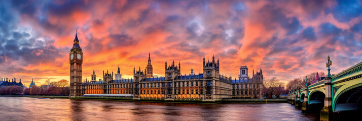 Fototapeta na wymiar London panoramic view - UK - Generative AI