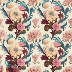 Vintage pattern pastel colors flowers 