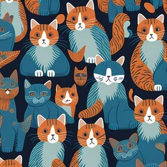 seamless pattern of cats