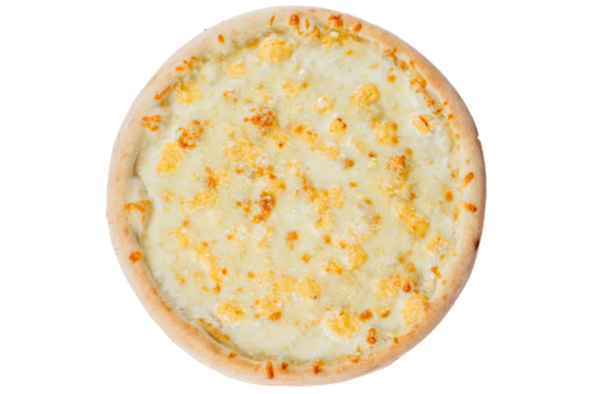 Cheesy pizza with several types of cheese