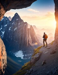 hiker on top of the mountain