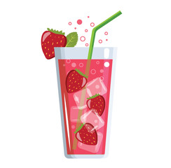 Vector illustration in bright color  ,graphic design strawberry summer  cocktail isolate on white backgound  for different design uses.