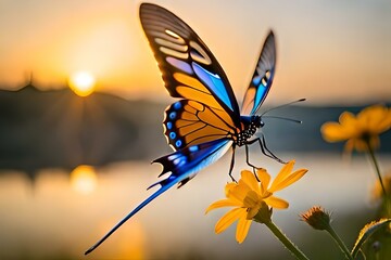 Fototapeta na wymiar butterfly on flower generated by Ai