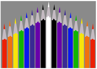 set of multi colored pencils in roygbiv