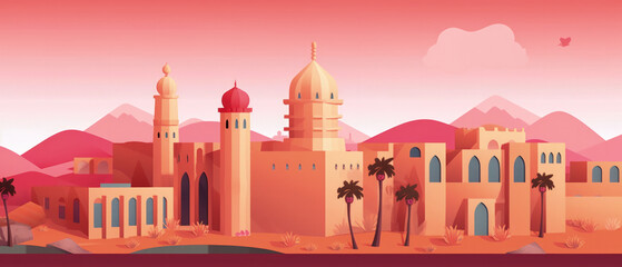 World Famous Landmarks Skyline Silhouette Style, Colorful, Cityscape, Travel and Tourist Attraction - Generative AI