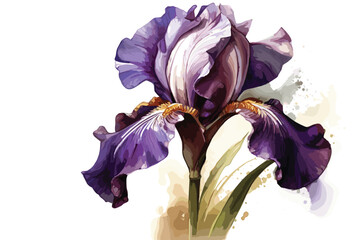 Beautiful iris flower isolated on white vector art painting