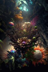 Obraz na płótnie Canvas Fantasy flower fantasy art magic fantasy flowers plant art, Generative AI