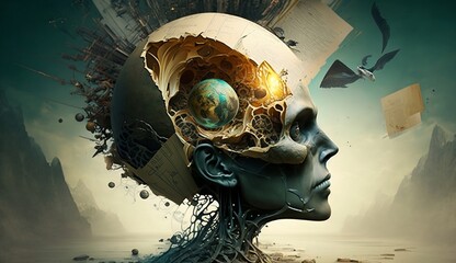 Abstract and beautiful artistic head (Generative AI)