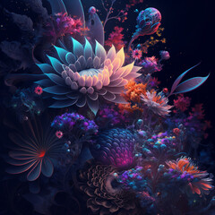 Fototapeta na wymiar Fantasy flower fantasy art magic fantasy flowers plant art, Generative AI