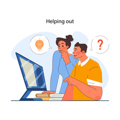 Office interactions set. Team communication scenes. Work process