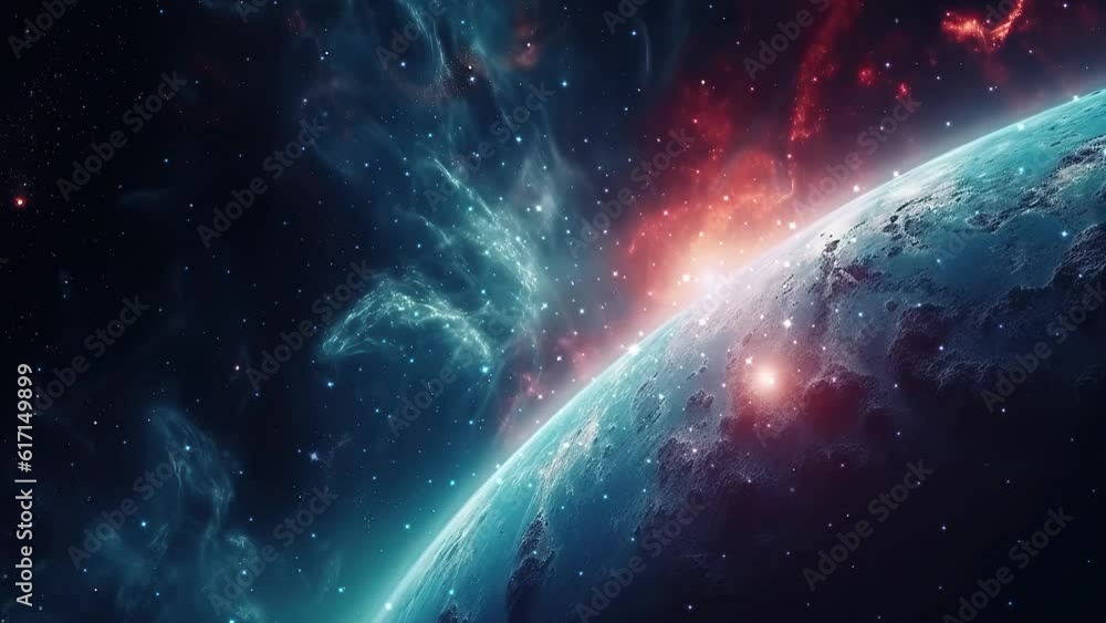 Wall mural galaxy and nebula. approaching an unexplored planet. abstract space background. infinite universe wi