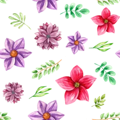 Stof per meter Tropische planten Seamless pattern flowers