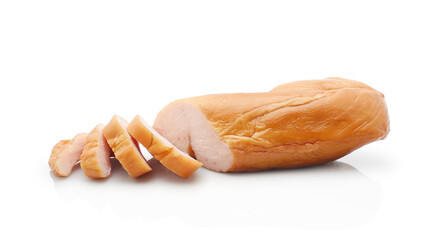 Smoked chicken breast fillet isolated on white background