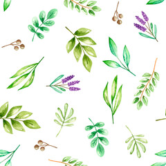 Seamless pattern with leaves