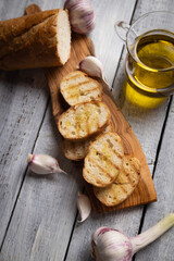 Italian bruschetta bread with garlic and olive oil