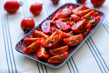 Fresh and raw tomato salad