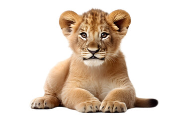 Fototapeta na wymiar A lion cub isolated on white transparent background