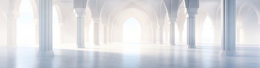 Obraz premium Hallway with light coming from behind a dark wall, in the style of motion blur panorama Illustration AI Generative.