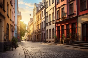 Old streets in European city, old town, Illustration AI Generative.