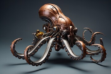 Octopus - Mechanical Menagerie Series: Delightful Steampunk Animals Infused with Retro-Futuristic Marvel