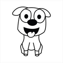 Line art dog design vector. Funny dog coloring page