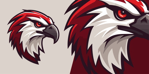 Obraz premium Red Falcon Logo: Striking Vector Illustration for Dominant and Competitive Teams