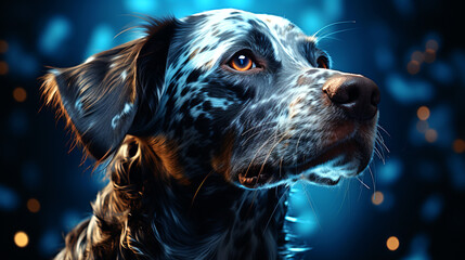 Powerful Epic Legendary Dog in Universe. Spiritual Animal Awakening Concept. Magical Fantasy Epic Wallpaper.