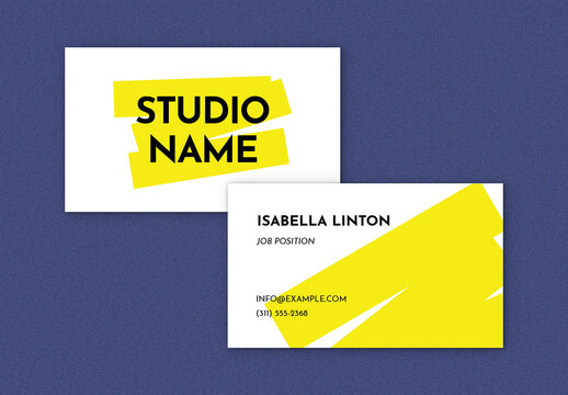 Modern Business Card Layout with Yellow Accents