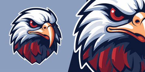 Sport and E-Sport Teams: American Eagle Illustration in USA Colors Logo Vector