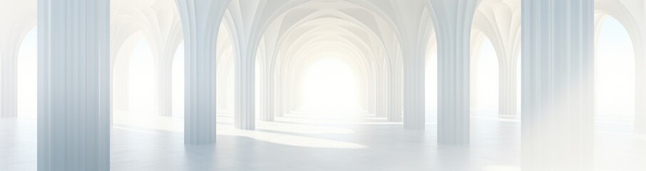 Hallway with light coming from behind a dark wall, in the style of motion blur panorama Illustration AI Generative.