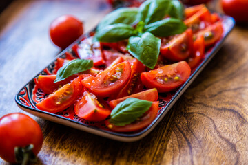 Fresh and raw tomato salad