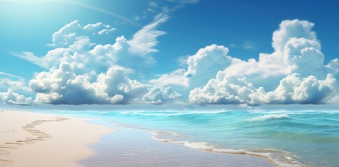 Obraz premium Tropical beach. Illustration AI Generative.