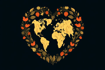 Love for Mother Earth: A Paper-Cut Image of Hands Creating a Heart Around the World. Generative AI Art Illustration