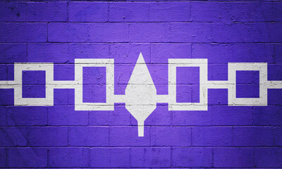 Flag of the Iroquois Confederacy painted on a wall