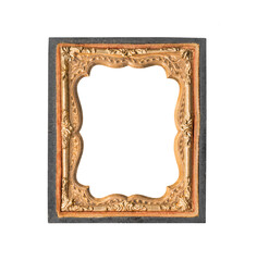 Antique Victorian tintype photo holder frame isolated with cut out center.