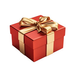 Red gift box isolated on transparent background. Generative ai