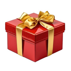 Red gift box isolated on transparent background. Generative ai