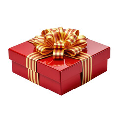 Red gift box isolated on transparent background. Generative ai
