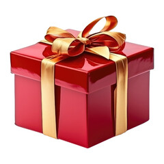Red gift box isolated on transparent background. Generative ai