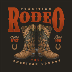 American cowboy vintage poster colorful