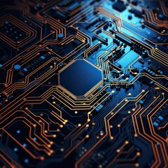 Abstract computer circuit board wallpaper background created with Generative AI
