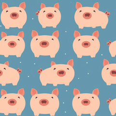 Obraz premium A Continuous Repeating Tile Pattern of Minimal Pigs Design | Generative AI